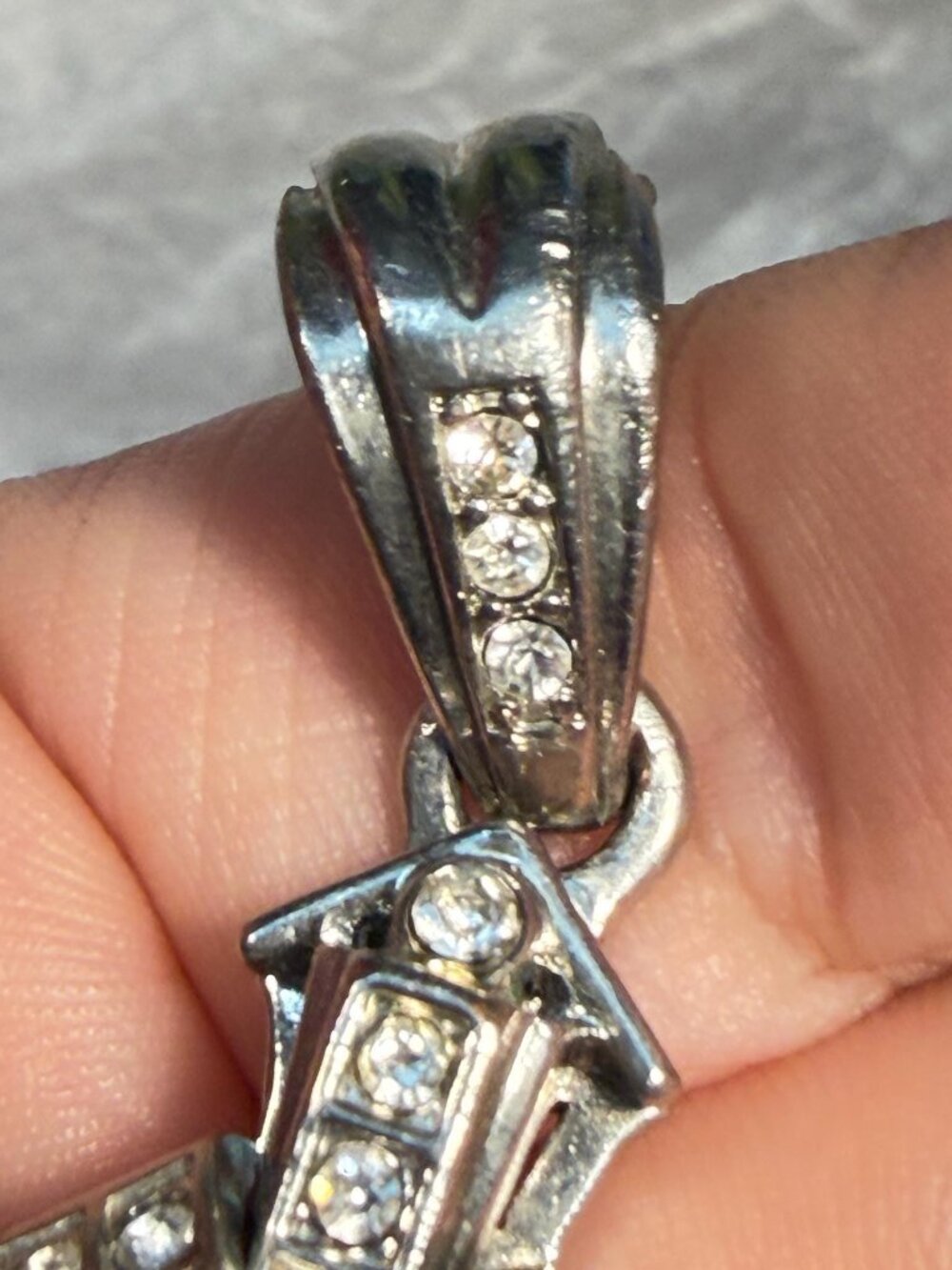 3D Rhinestone Cross Pendant Silver Tone Large Statement Religious Charm 3 inches - Picture 7 of 9